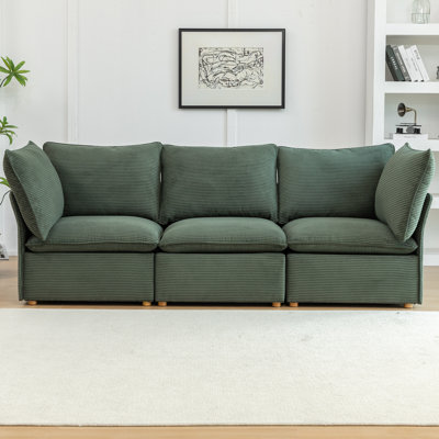 3 - Piece Corduroy Sectional Sofa With Cushions