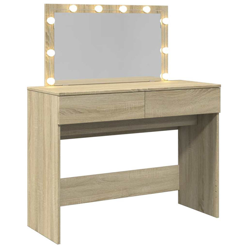 Dressing Table With LED 100X40x130 Cm, Sonoma Oak