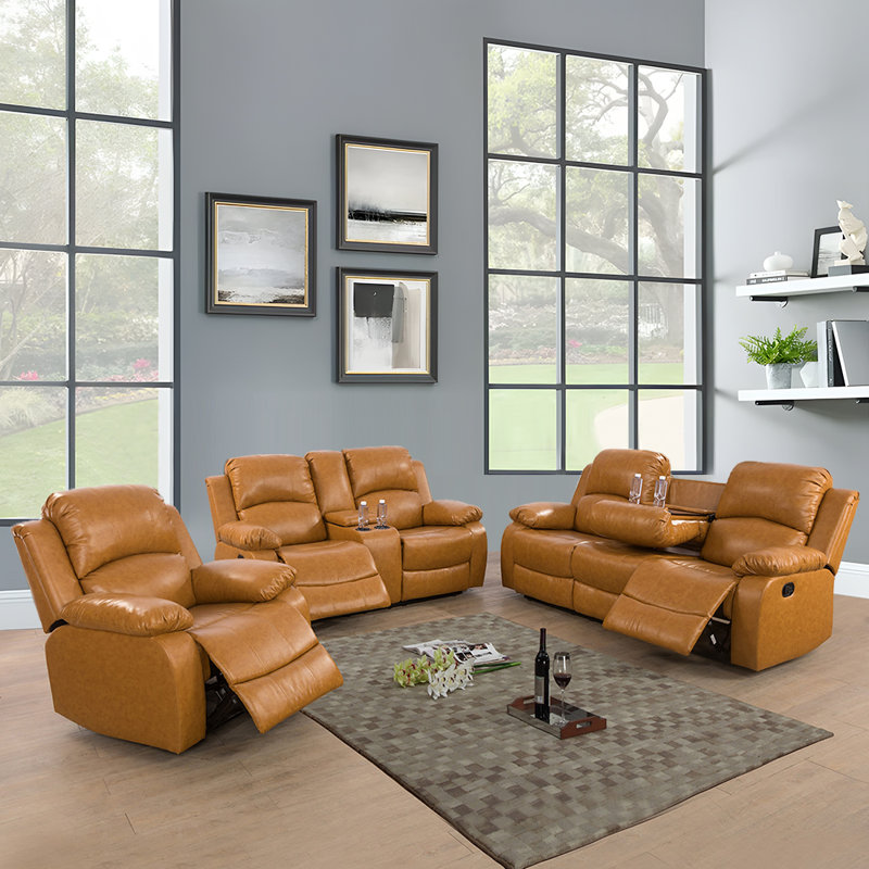 Keayon Faux Leather Recliner, Ginger Faux Leather
