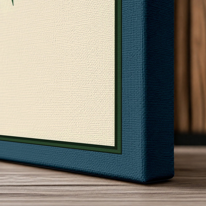 Bamboo Study Japandi - Wrapped Canvas, 36x24 - 91.4 x 61.0 cm, Teal Border