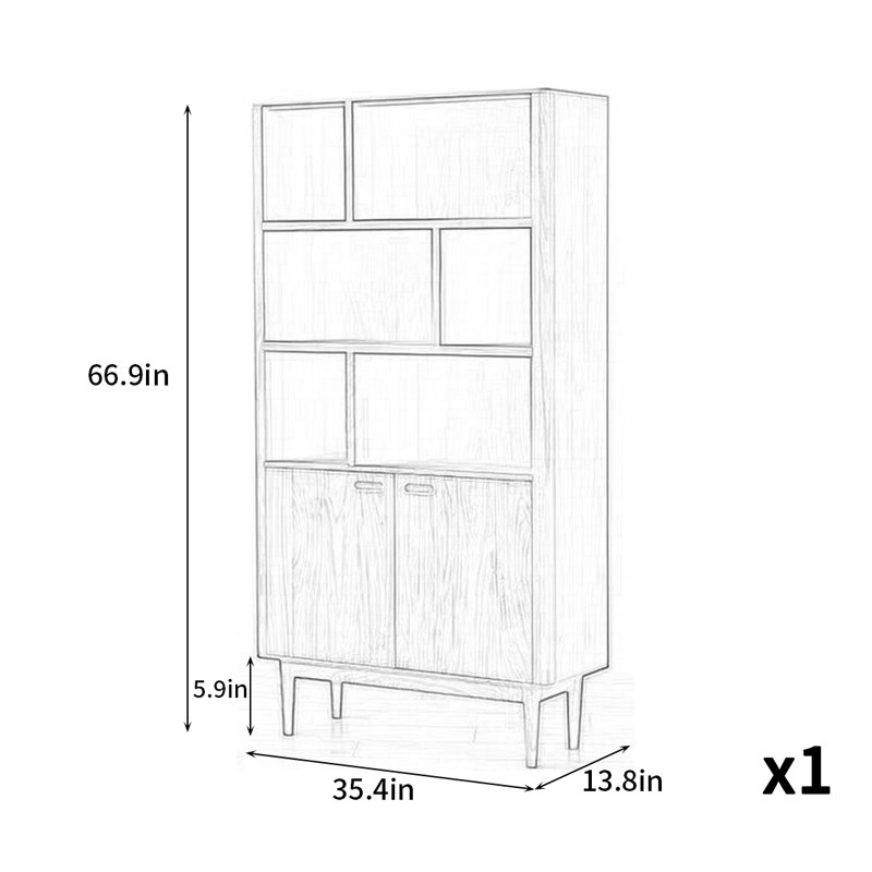 Bibliothèque luxueuse de style nordique, (3 tablettes) H 66,90 po x l 35,40 po x P 13,80 po