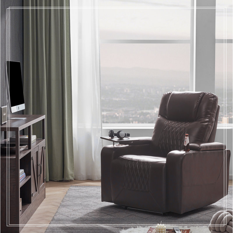 Comfortable Recliner Chair with USB Port and Hidden Storage for Relaxation, Brown