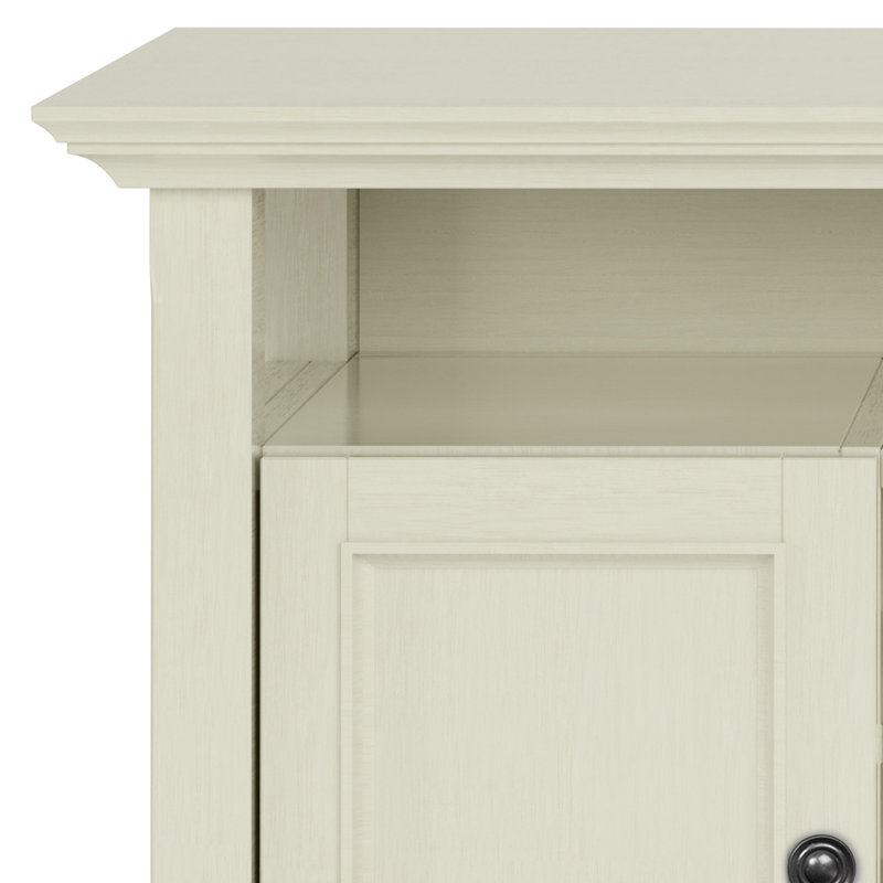 Antique White Quintuple-Tier Wood TV Stand with Cabinets