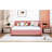Upholstered Daybed With Trundle - Pink Linen Trundle, No Box Spring For A Charming Bedroom-1902954735