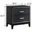 Table de chevet noire patinée pour la chambre à coucher - 2 tiroirs, rangement décoratif moderne 2, ajout pratique