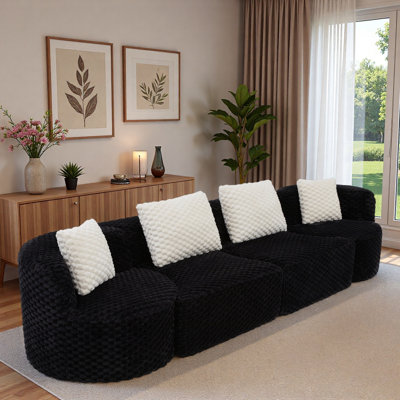 Modular Sectional Sofa With Rounded Silhouette And Pillows