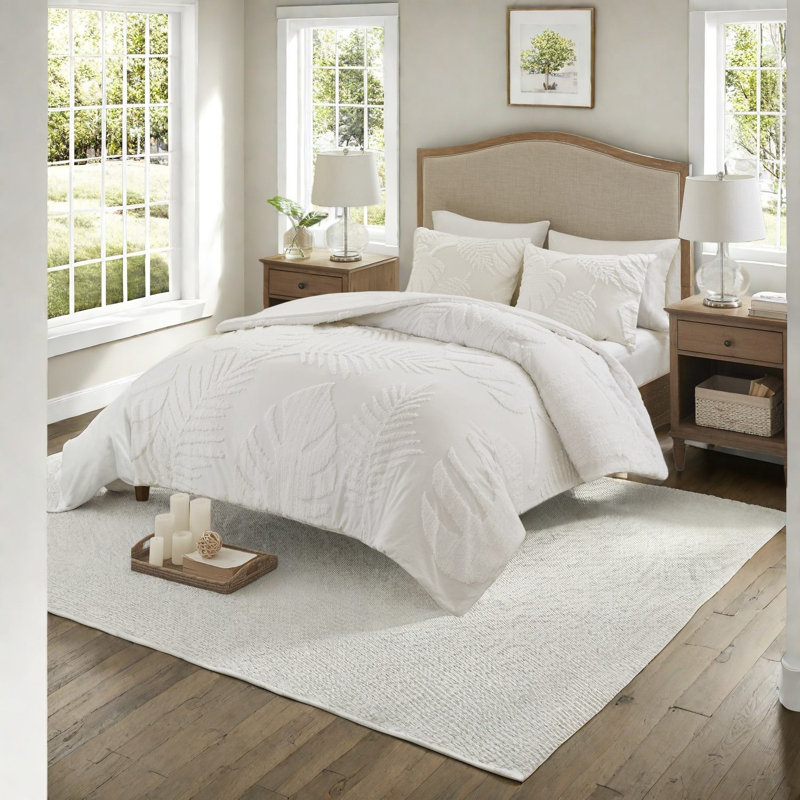 Ensembles de literie à motif de palmiers Coastal Comfort, chenille de coton, décor de plage