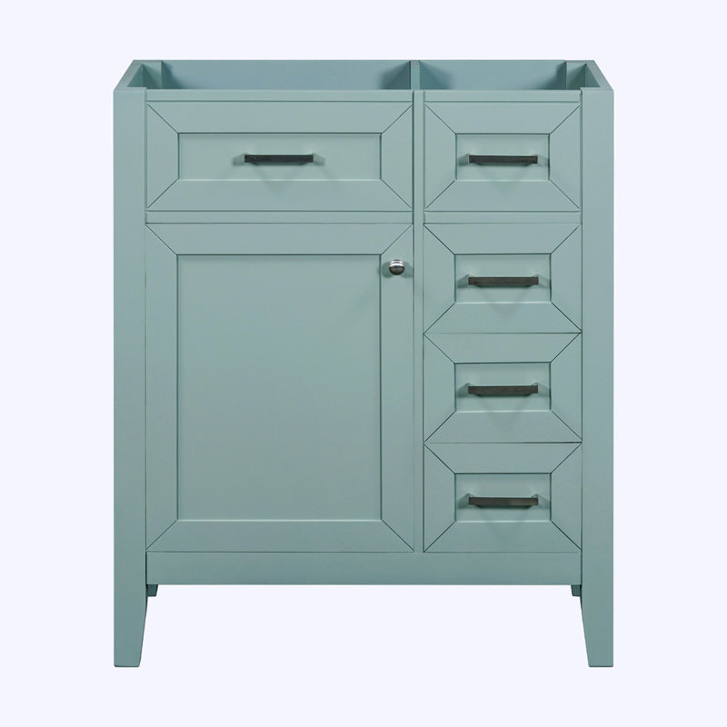 Meuble-lavabo de salle de bain sans lavabo, avec tiroirs, cadre solide et panneau de fibres à densité moyenne, Vert
