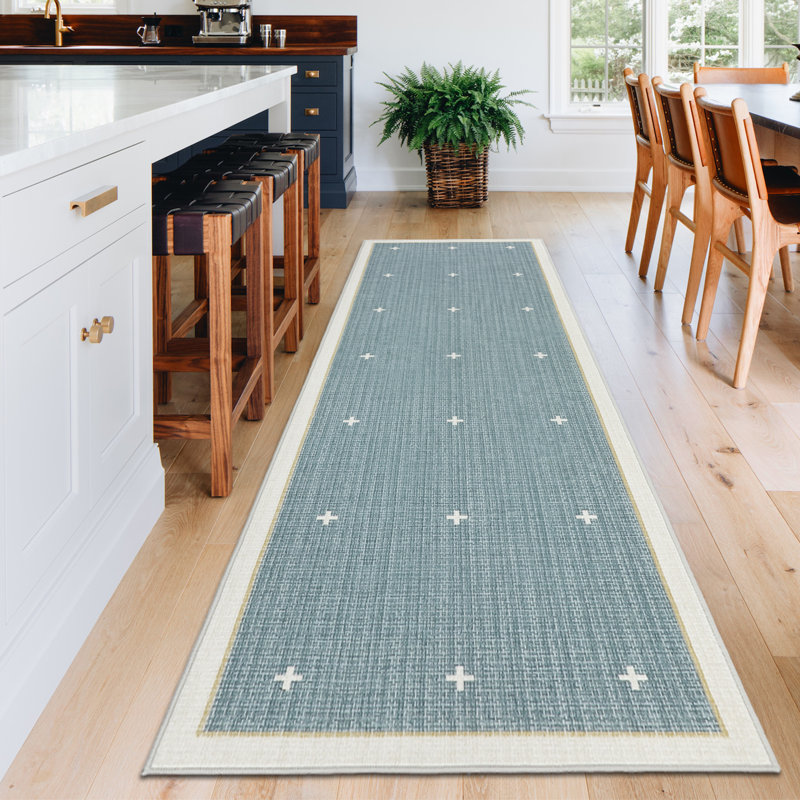 Modern Bordered Machine Washable Rug with Rubber Backing Non-Slip Low Pile Carpet for Living Room Bedroom Kitchen Dining Room