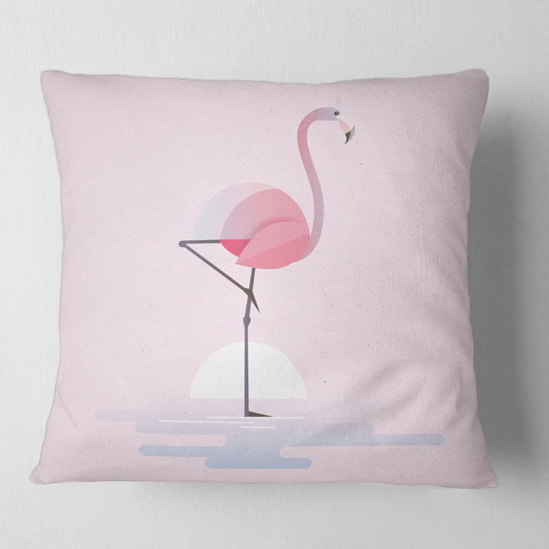 Coussin debout à imprimé flamant rose debout, 18" x 18"