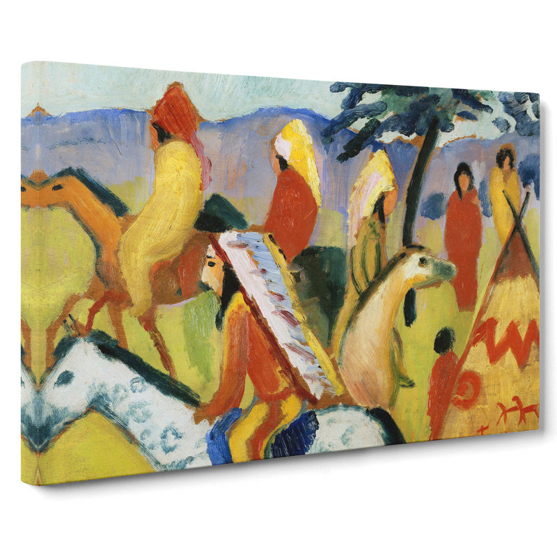 Indians On Horseback by August Macke - Wrapped Canvas Painting, 40cm H x 60cm W x 3cm D