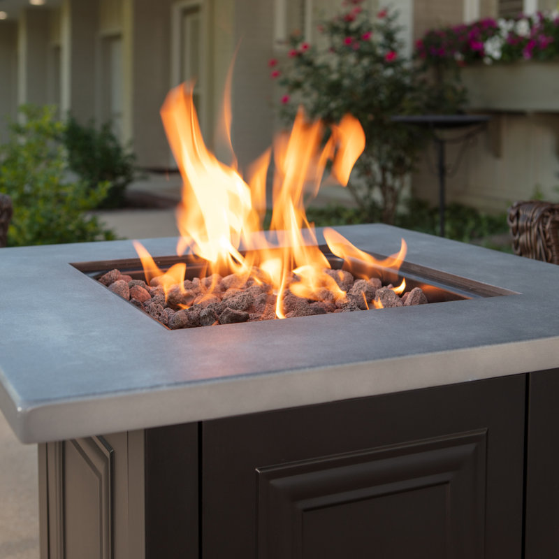 Wakefield Black and Grey Steel Gas Fire Pit Table