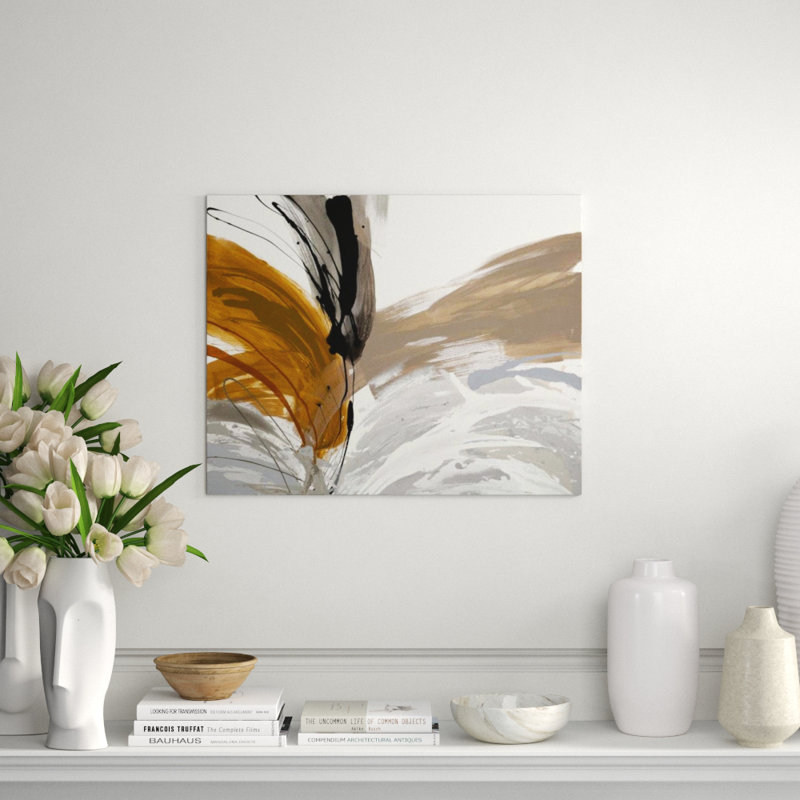 «Gray Wings» par Sara Brown - impression, Image au pinceau gel, H 24 po x l 30 po x P 1,5 po