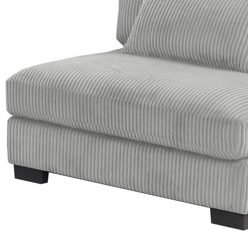 Chaise sans accoudoirs rembourrée en tissu de style moderne avec structure en bois, Gris