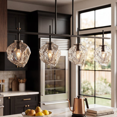 35-Inch 4-Light Chandelier with Irregular Glass