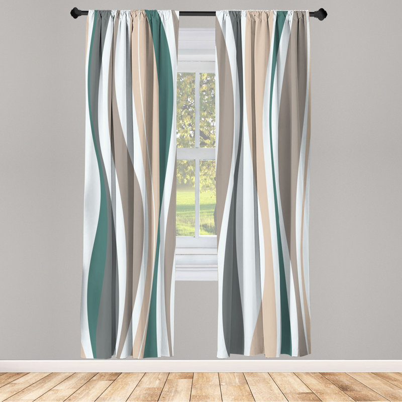 Microfiber Floral Semi-Sheer Rod Pocket Curtain Panels, 28" W x 84" L, White/Green/Gray/Brown/Beige