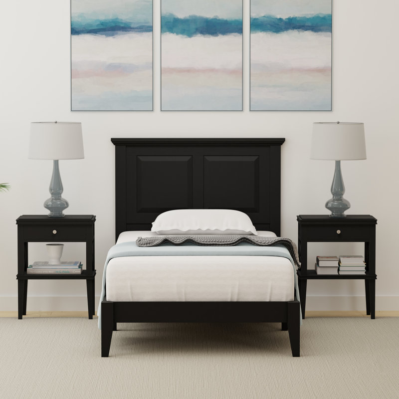 Markovich Solid Wood Platform Bed, Black, Twin