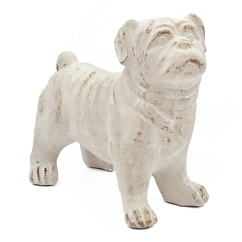 Figurine bouledogue debout 8,5 x 4,5 x 8,1 po avec finition beige naturel