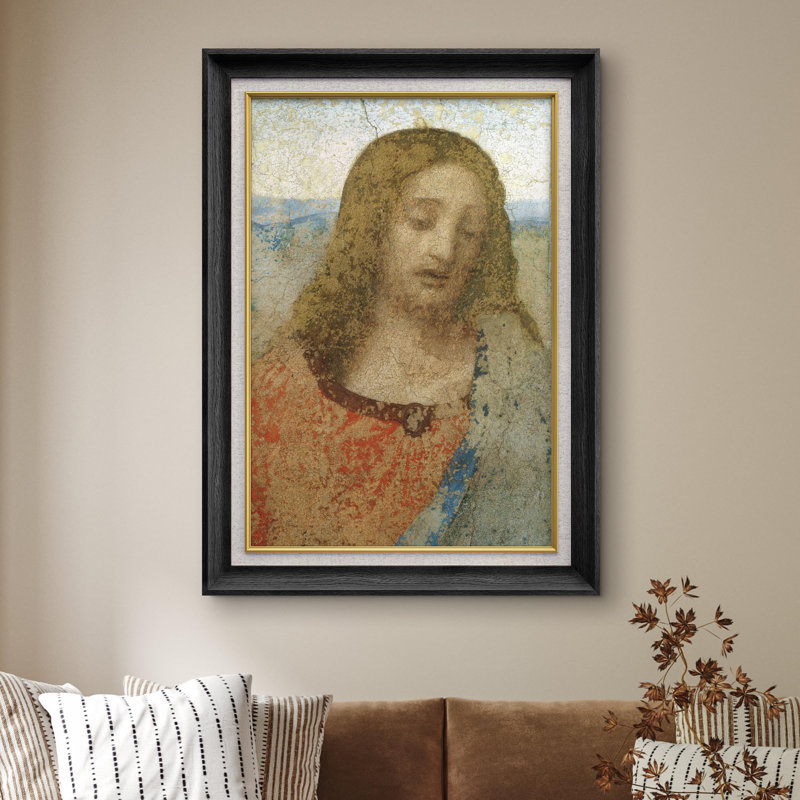 «Christ at the Last Supper» par Leonardo Da Vinci - peinture sur toile encadrée, Noir