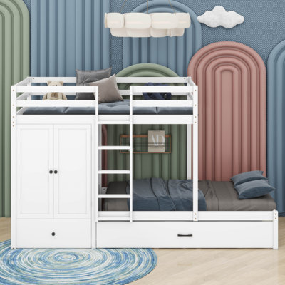 Lit superposé simple avec garde-robe Kadden Kids
