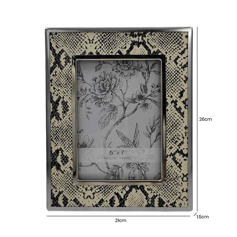 Deltana 26cm Modern MDF and Faux Leather Photo Frame, Black and White Finish Gift Decor