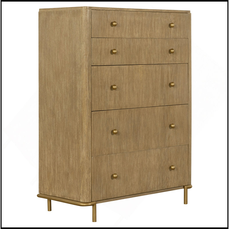 Commode rectangulaire à 5 tiroirs Stevie, Sable