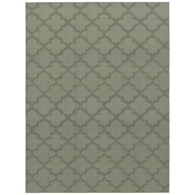 Nasturtium Solid Colour Machine Tufted Polypropylene Area Rug in Sage