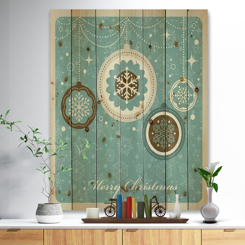 Boules de Noël en cristal Merrry Christmas Snow - impression, H 46 po x l 36 po x P 0,78 po, Bois