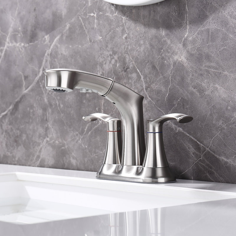 Centerset 2-handle Bathroom Faucet, Brushed Nickel