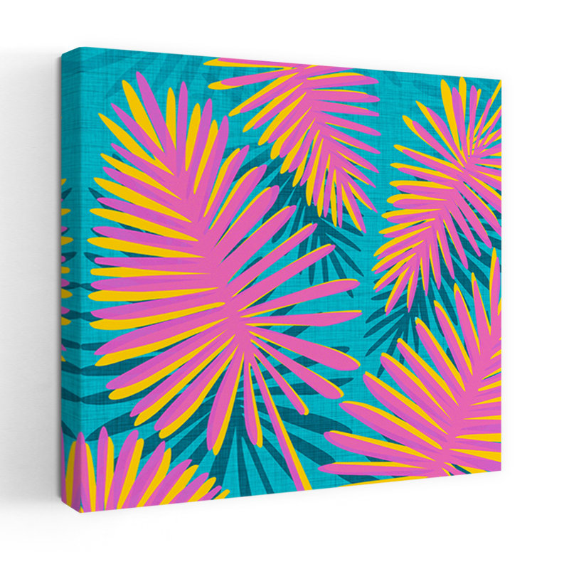 Art contemporain, palmier coloré abstrait, art de paysage tropical, H 24 po x l 24 po