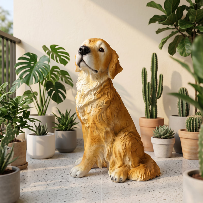 Figurines d'animaux en résine, statues Golden Retriever, pour le salon, le patio extérieur et la décoration de jardin.