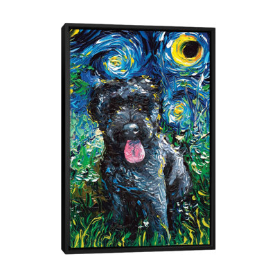 " Black Goldendoodle Night " by Aja Trier