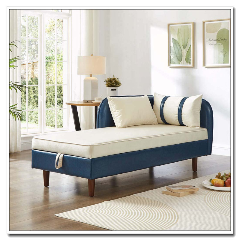 Méridienne de rangement 65 ", Beige et bleu