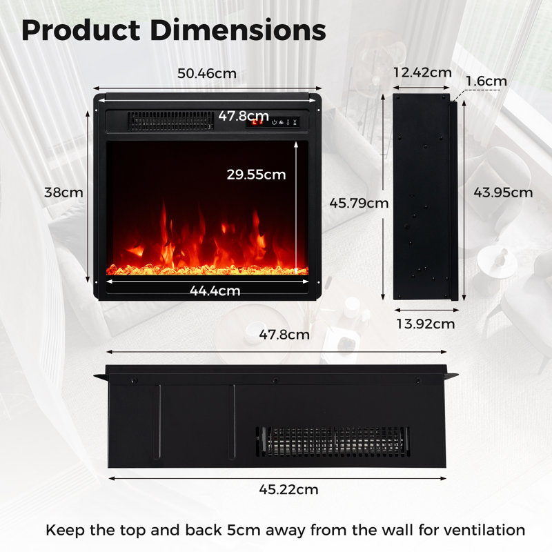 Metro Lane 50.46cm W Black Electric Fireplace
