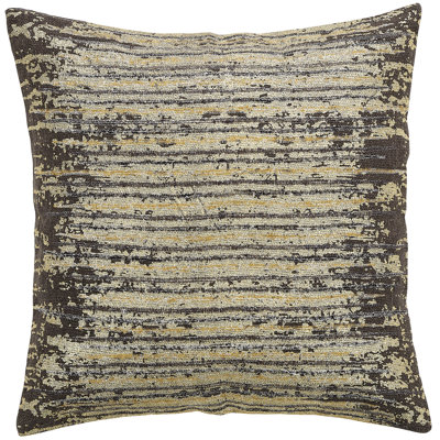 Rippling Currents Embroidered Gold & Onyx Throw Pillow Cover