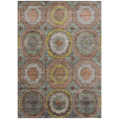 Machine Washable Indoor/Outdoor Xhevrie Sage Rug
