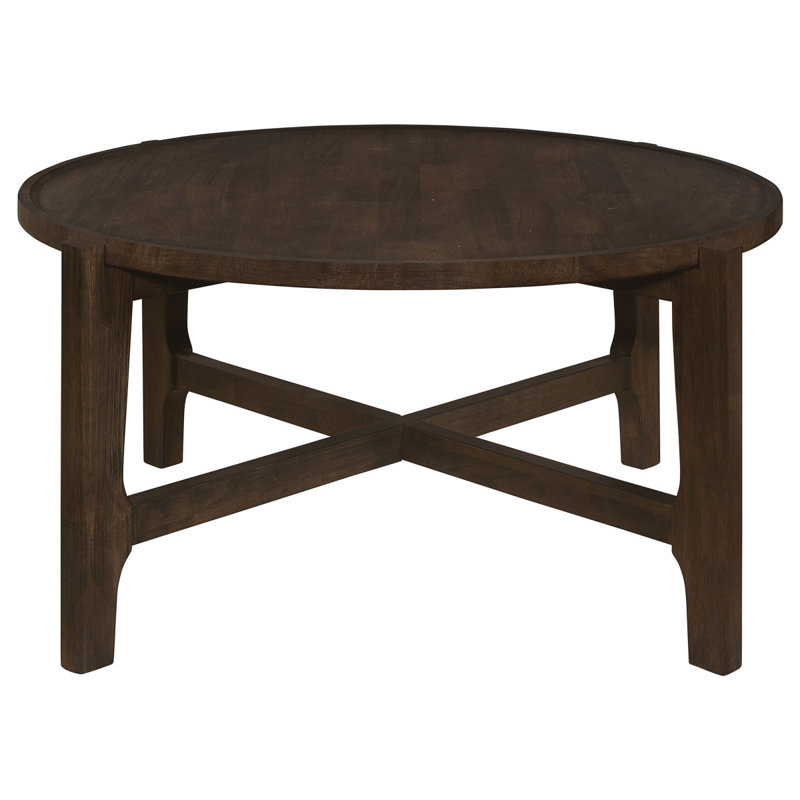 Mavis Dark Brown Round Solid Wood Coffee Table