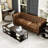 Brown Pu Rolled Arm Chesterfield 3-Seater Sofa