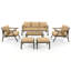 Ensemble de conversation modulaire d'extérieur en acacia 6 pièces pour patio-130010793