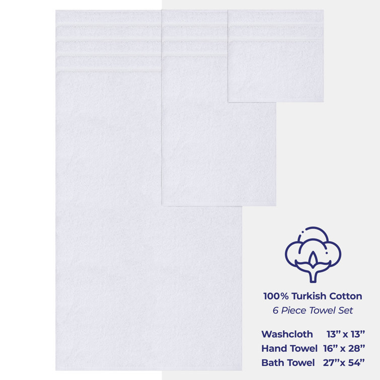 Darcelle 6 Piece Turkish Cotton Towel Set Charlton Home Color: Bright White