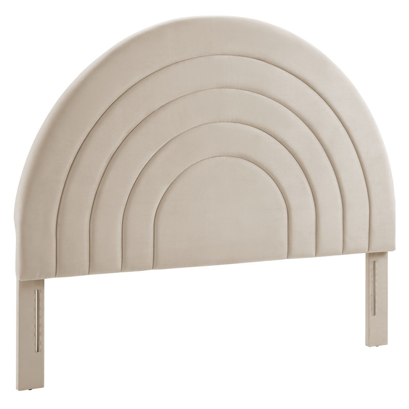 Solana Arched Performance Velvet Queen Headboard In Mulberry, Almond, Full