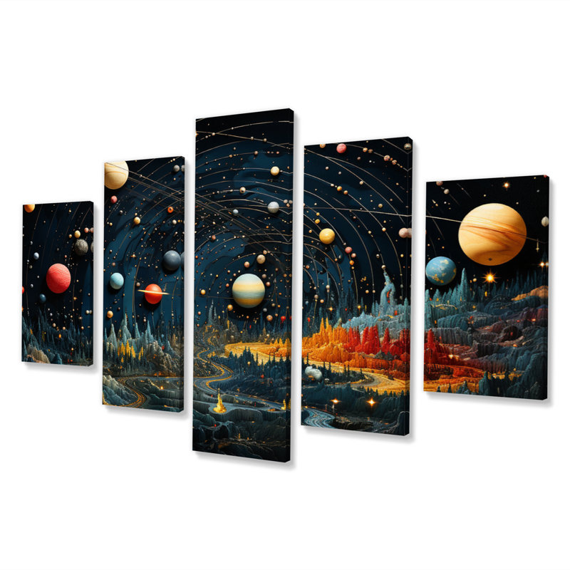 Palette colorée colorée II - Art mural sur toile, 5 panneaux