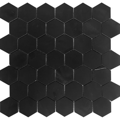 Carrelage hexagonal en mosaïque noir noir 12 x 12 (4,83 pieds carrés / caisse) Noir Luxe