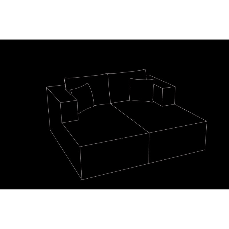 Chaises doubles double rembourrées en velours côtelé, noir, confort instantané, sans assemblage, 76 po de profondeur, 64 de largeur, 34 de hauteur, 132 lb, rembourrage en mousse avec siège coussiné,