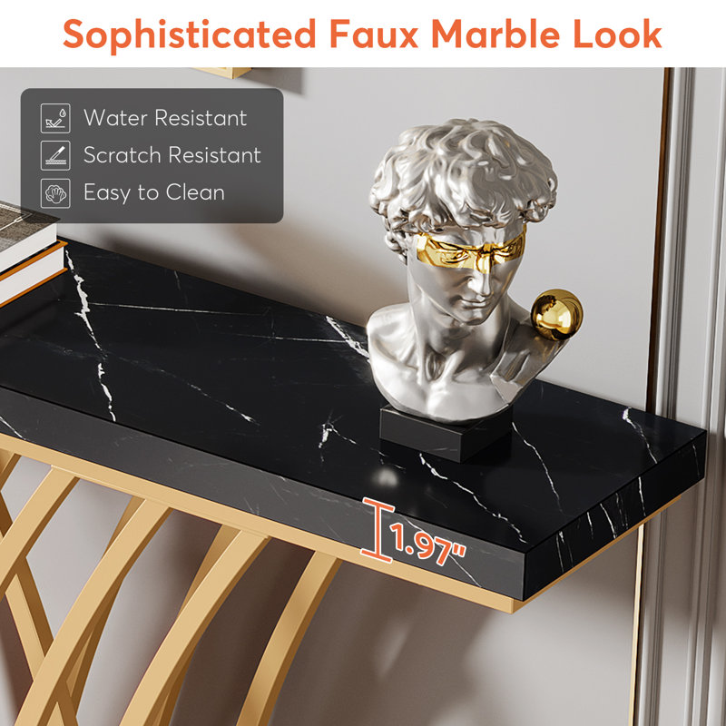 Boehlke 150cm Unfinished Console Table, Black Marble