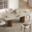 Table de salle à manger extensible en pierre frittée de 94,5 po, table de cuisine extensible à 8 places avec double colonne piédestal à colonne romaine cannelée-1001866360