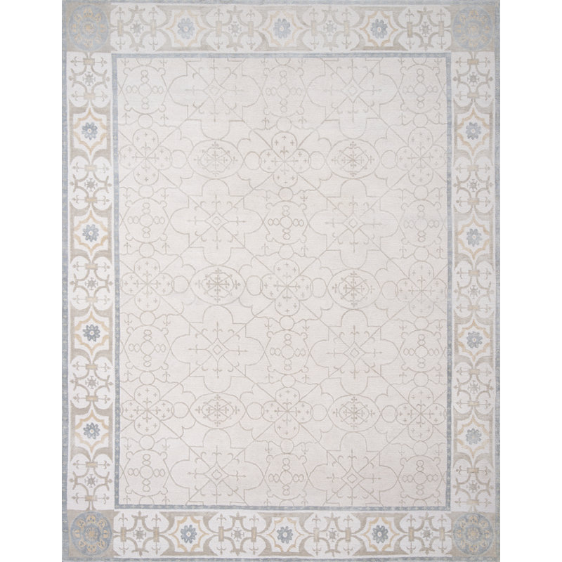 Castile Oriental Area Rug in Ivory/Silver/Platinum, Rectangle 9' x 12'