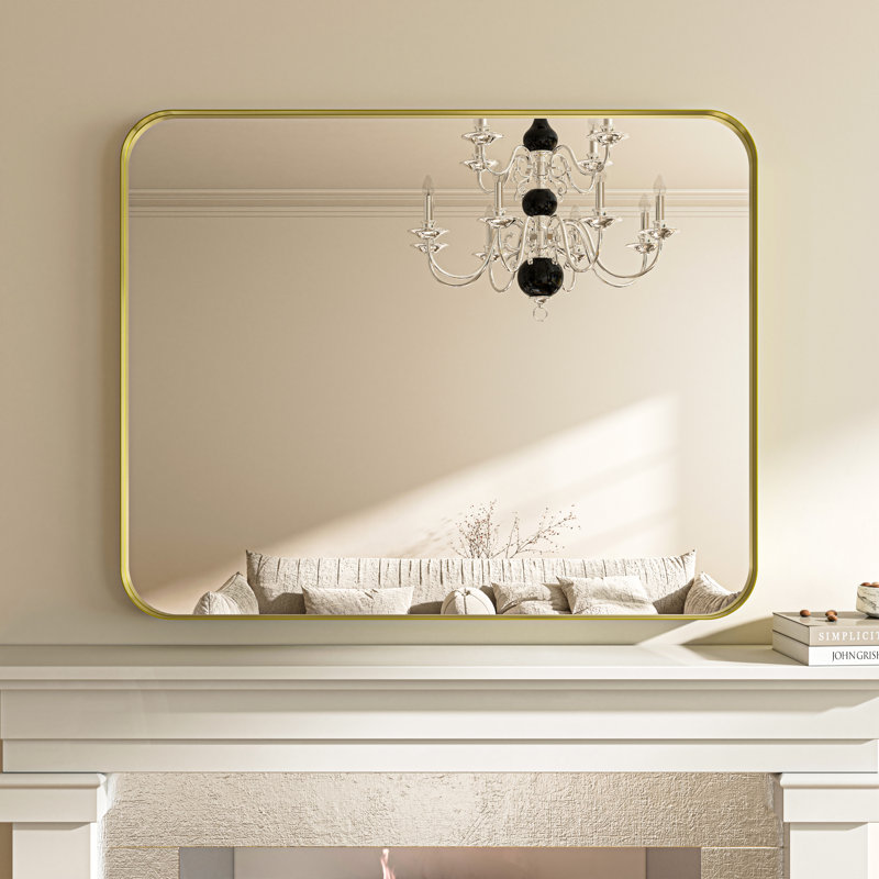 Tahleek Bathroom Aluminum Framed Rectangle Wall Mirror, Black, 40" x 36"
