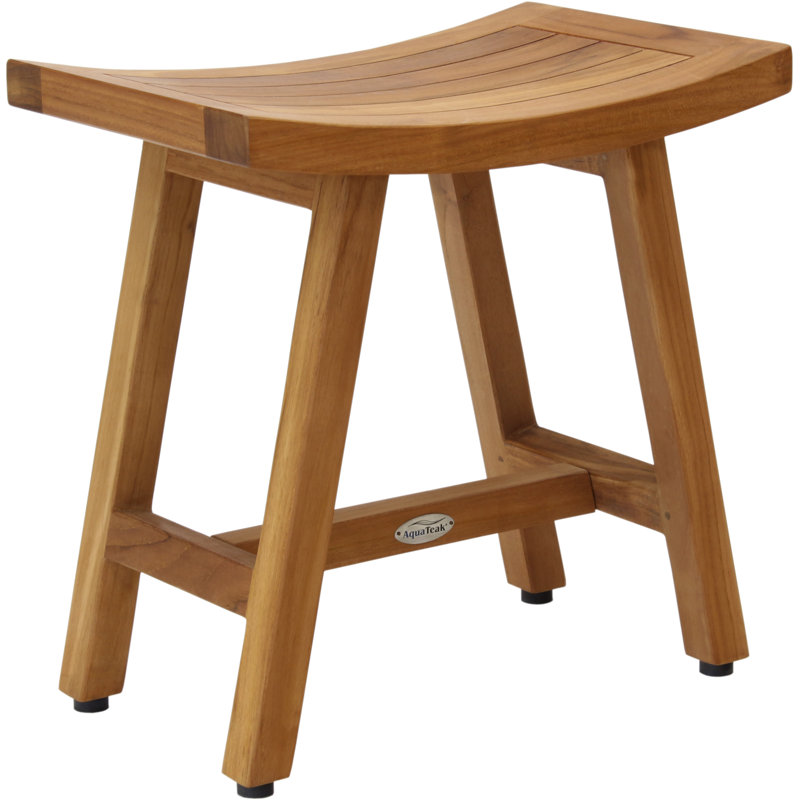 Asia Lotus 18" W Teak Shower Bench, Teak Oil