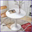Table basse ronde moderne de 31,5 po de diamètre, base en métal peu encombrante, table blanche facile à nettoyer pour les petits appartements